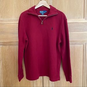 POLO RALPH LAUREN Men’s Red 1/4 Zip Pullover Long-Sleeve Sweater Size Me…